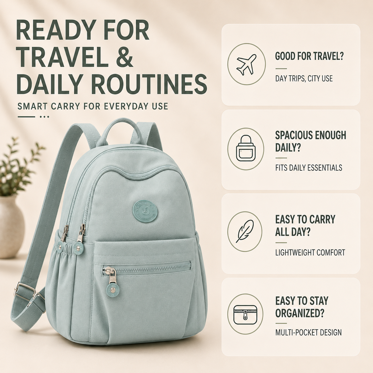 Nordspur | Vellora Casual Nylon Mini Backpack