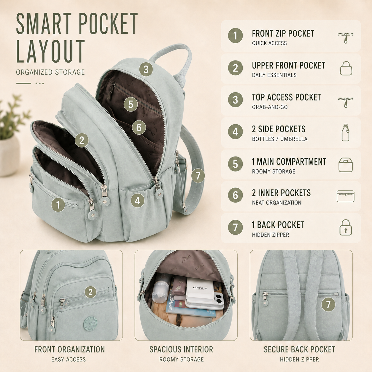 Nordspur | Vellora Casual Nylon Mini Backpack