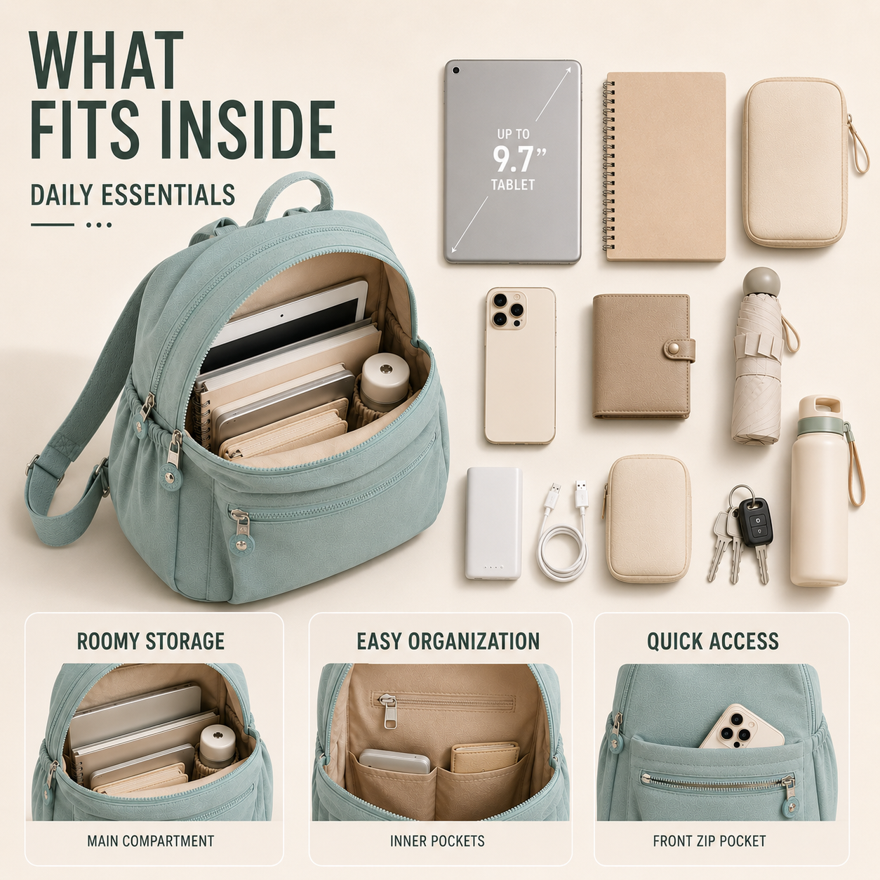 Nordspur | Vellora Casual Nylon Mini Backpack