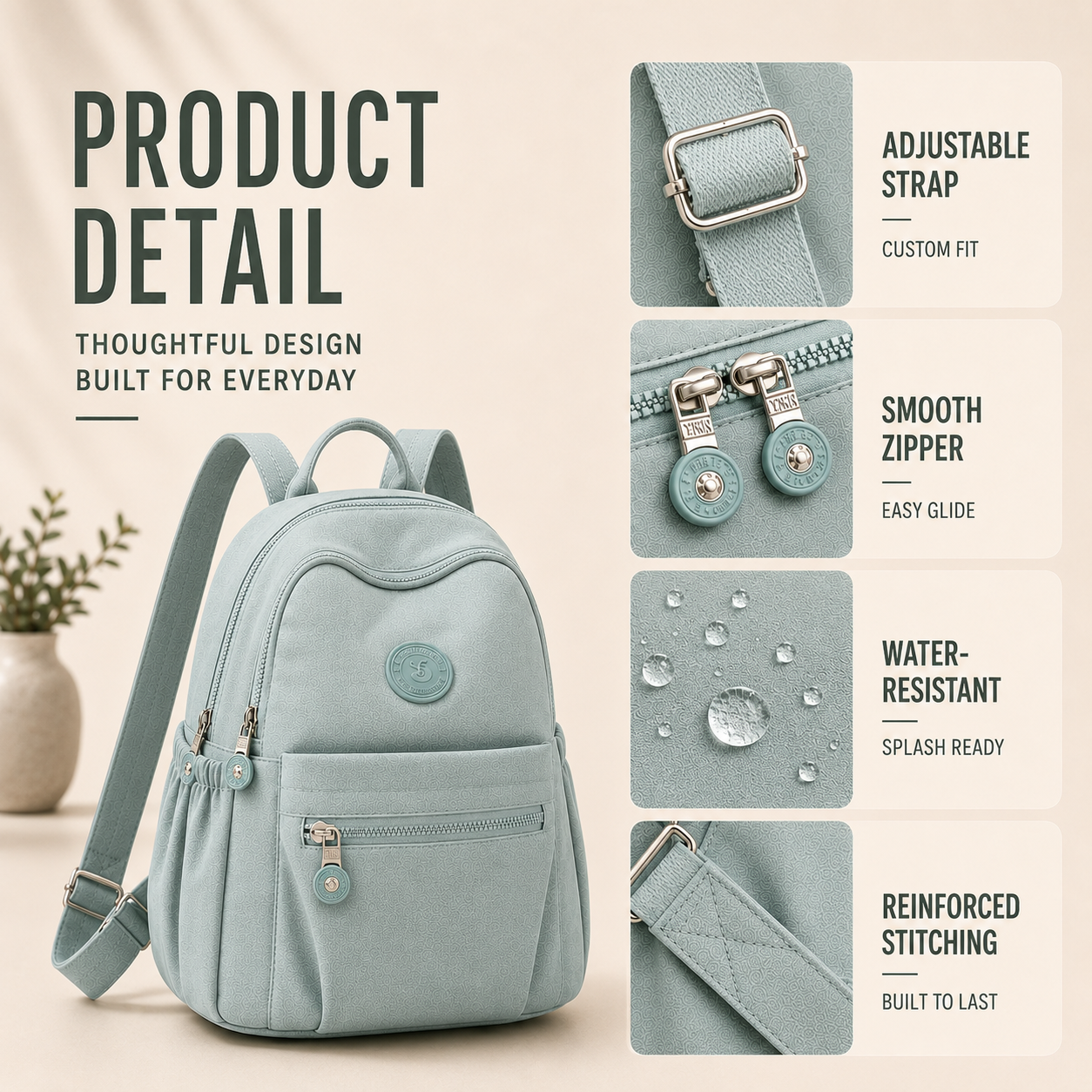 Nordspur | Vellora Casual Nylon Mini Backpack