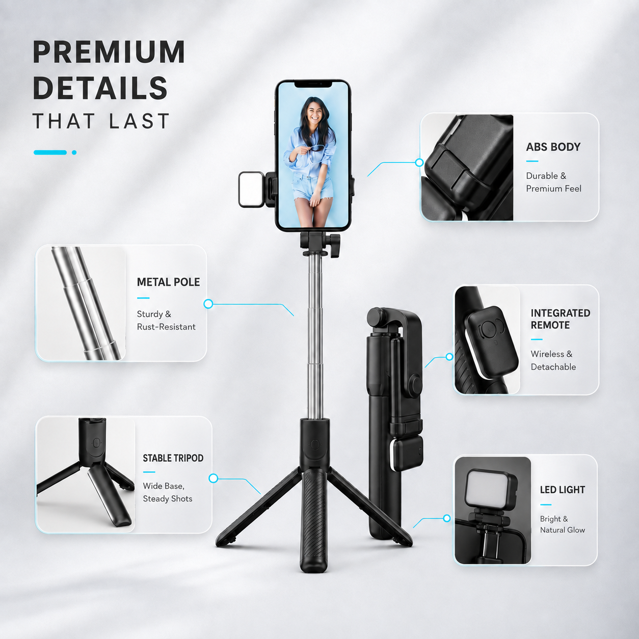 Nordspur | VeloGrip Retractable Selfie Stick Tripod