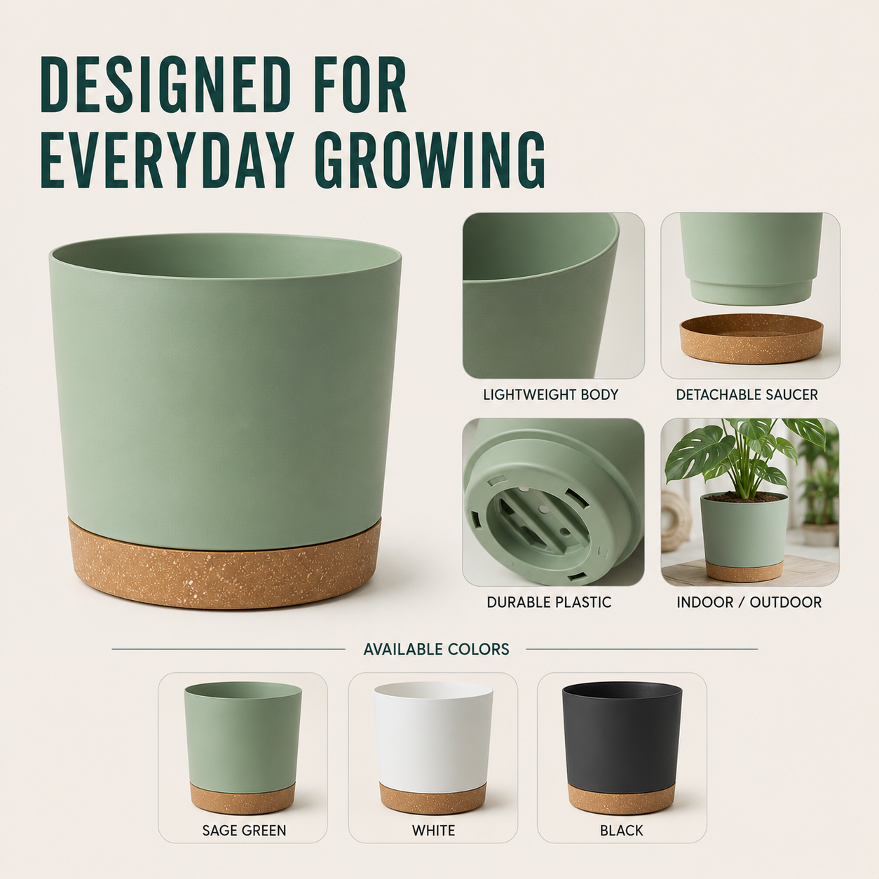 Nordspur | Verdara Large Lightweight Pot With Drainage Holes