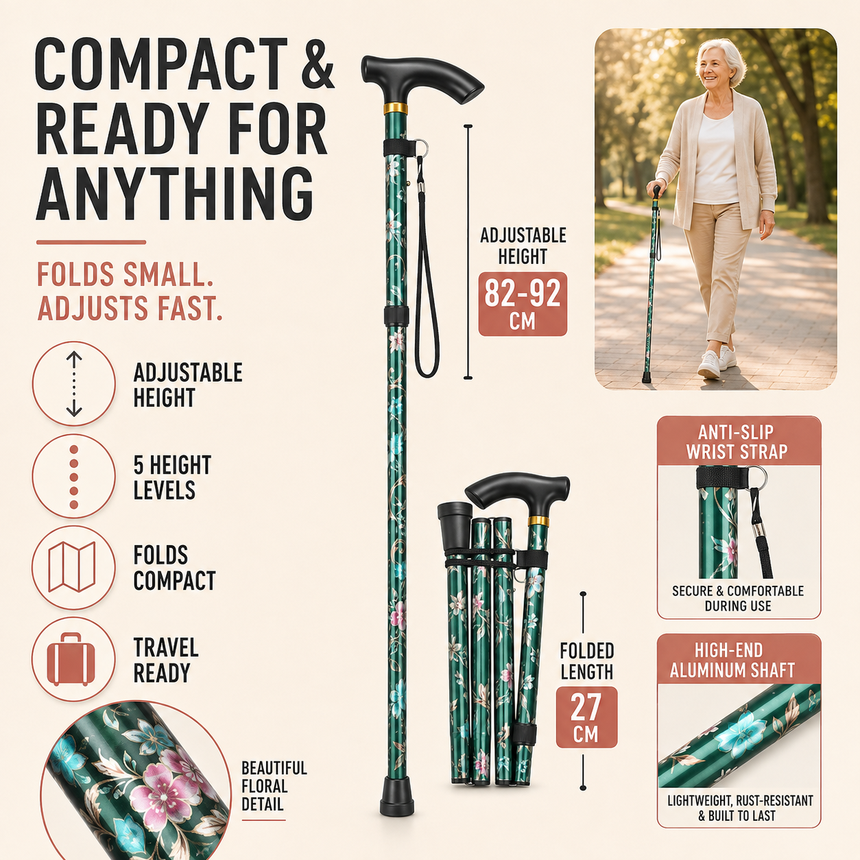 Nordspur | Vistrox Floral Fold Away Walking Stick