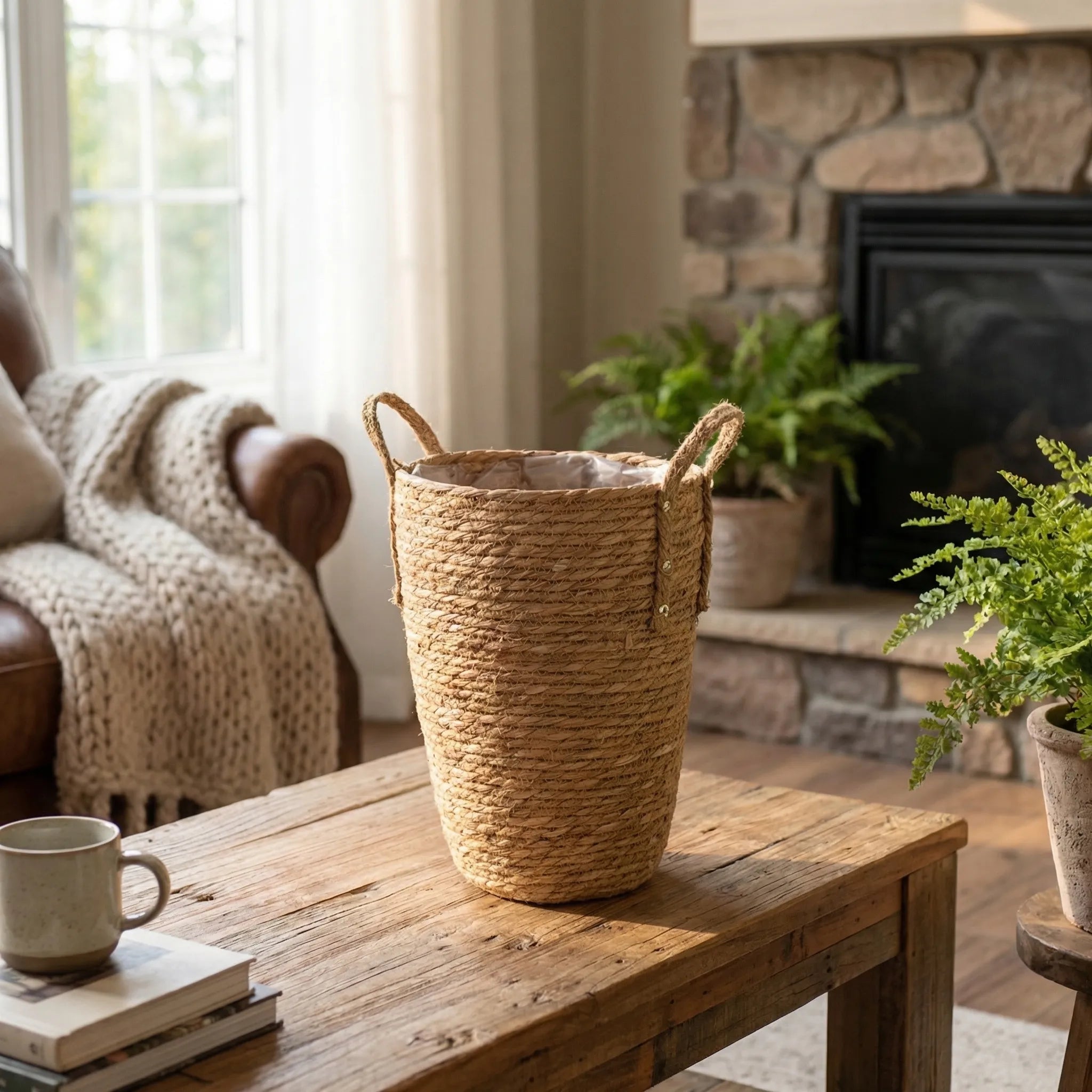 Nordspur | Wickholm Tall Woven Basket With Rope Handles