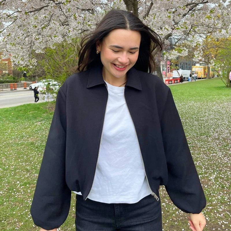 Nordspur | Zephrina Cropped Zip-Up Bomber Jacket