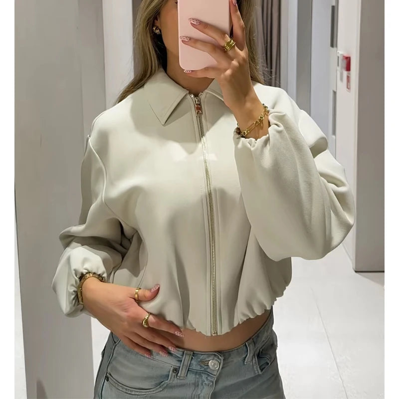 Nordspur | Zephrina Cropped Zip-Up Bomber Jacket