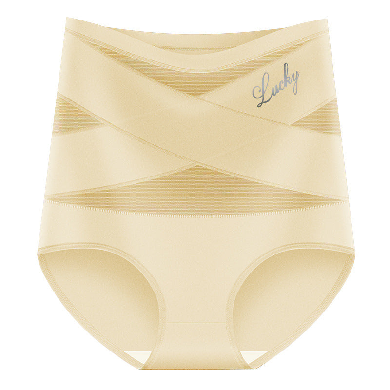 Plus-Size High-Waist Tummy Control Panty with Cross Pattern