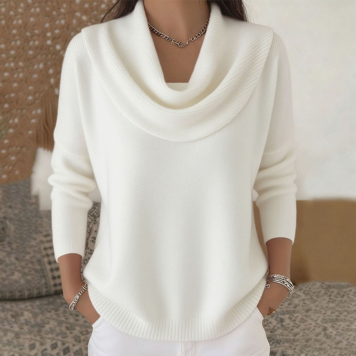 Women's Funnel Neck Relaxed Fit Sweater