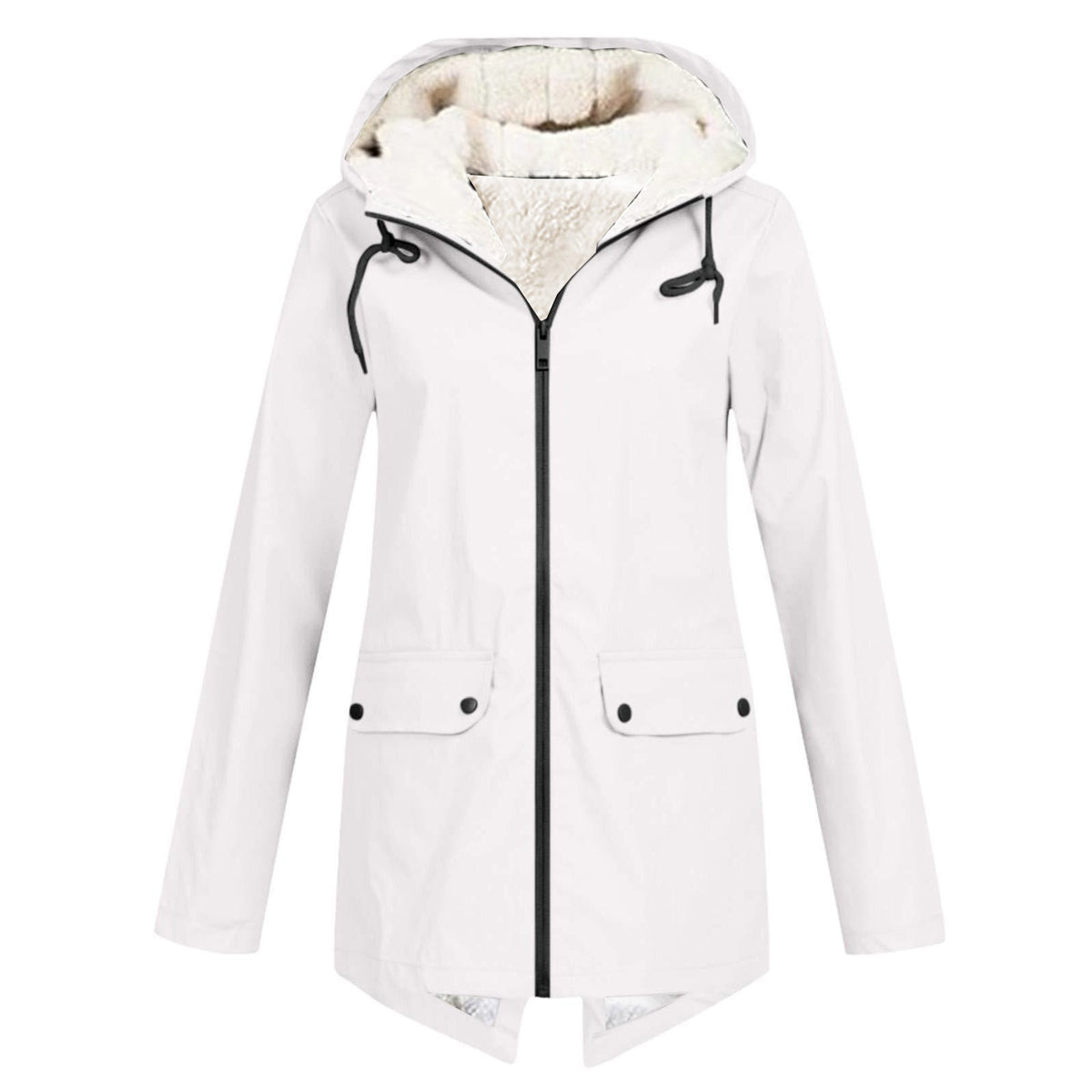 Women's Weatherproof and Lined Rain Jacket with Adjustable Hood Collar