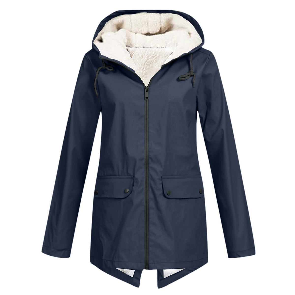 Women's Weatherproof and Lined Rain Jacket with Adjustable Hood Collar