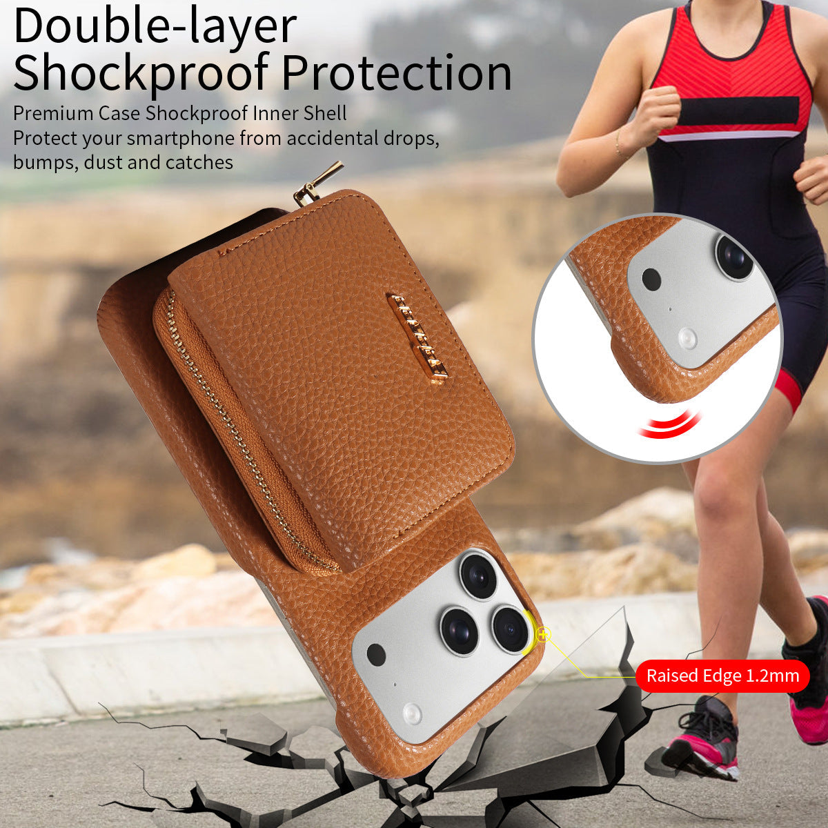 Premium Leather Crossbody Wallet Phone Case for iPhone