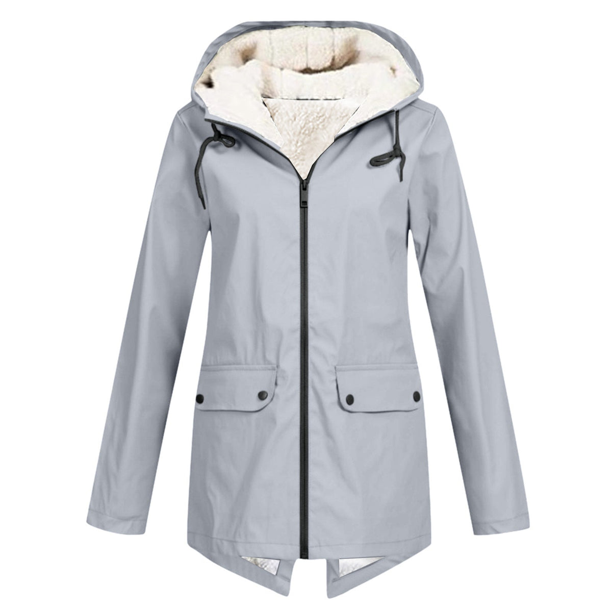 Women's Weatherproof and Lined Rain Jacket with Adjustable Hood Collar