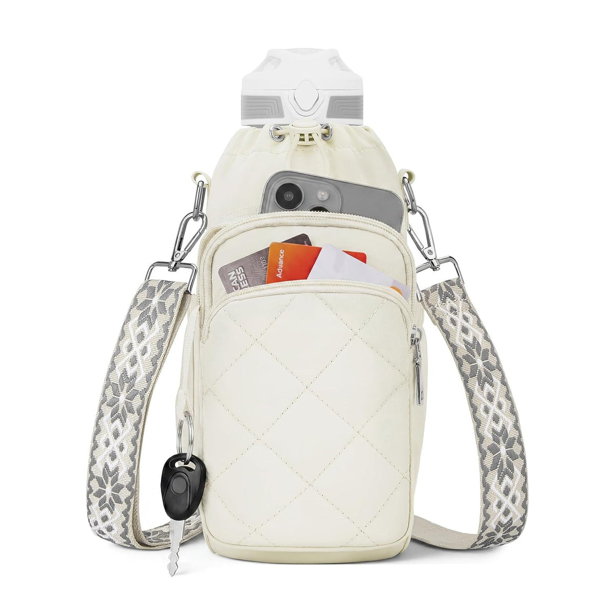 Water Bottle Bag Crossbody, Insulated Water Bottle Purse Crossbody Water Bottle Holder with Strap