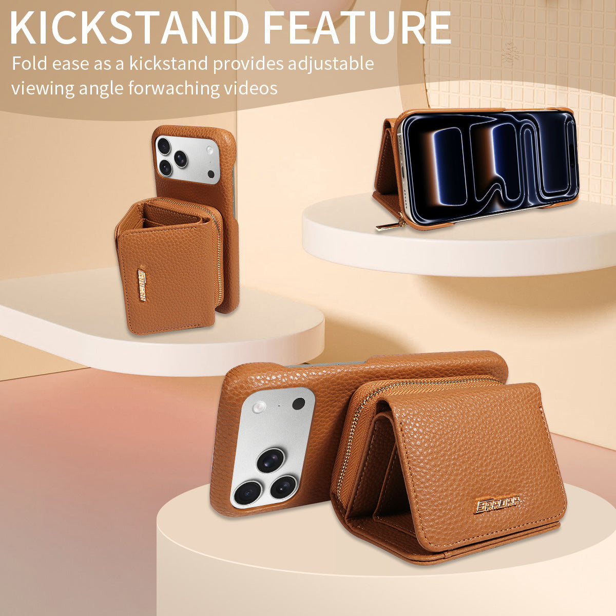 Premium Leather Crossbody Wallet Phone Case for iPhone