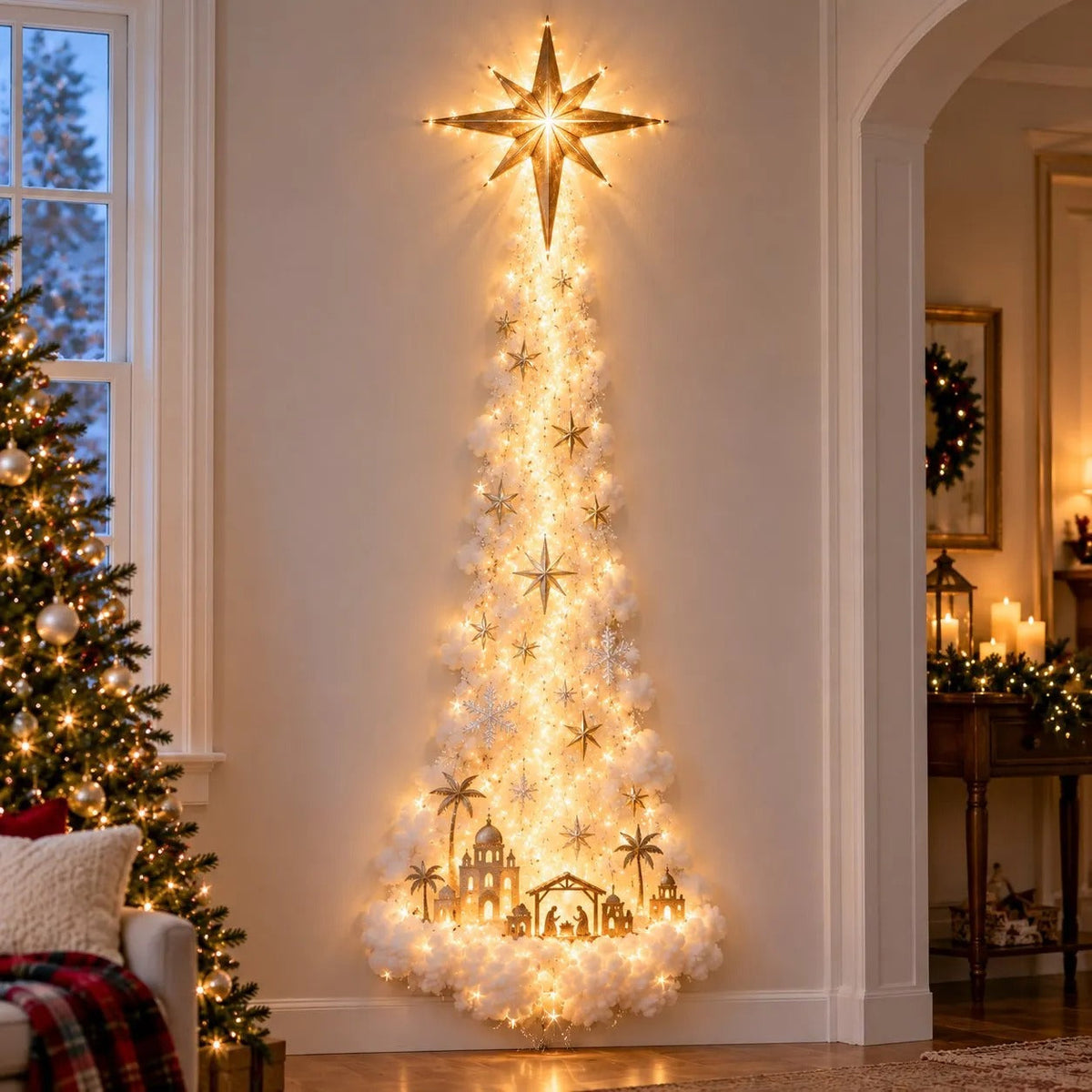 Illuminated Christmas Wall Decoration with Light Trail, 5 Designs