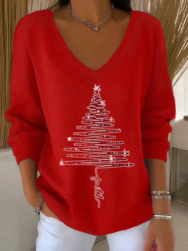 Women's Comfortable V-Neck Cozy Sweater