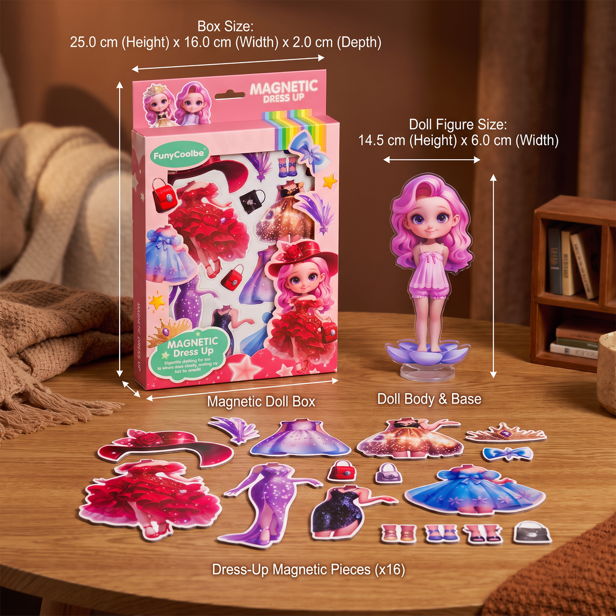Magnetic Dress-Up Doll Set with Interchangeable Outfits