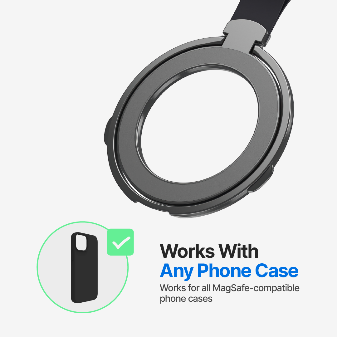 Rotatable Magnetic Phone Holder with Folding Ring