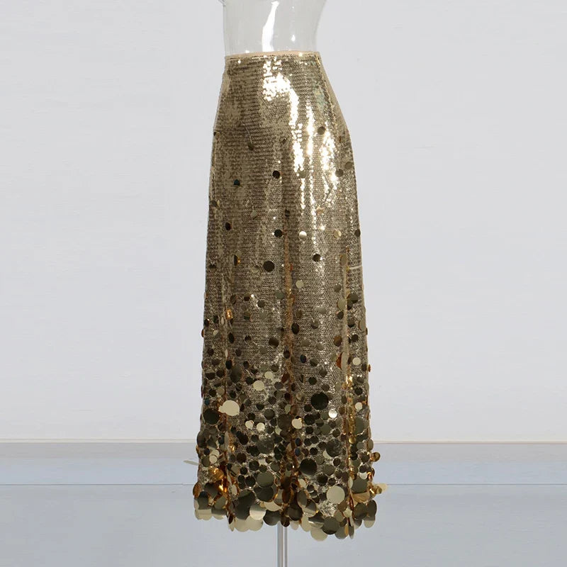 Paula Sequin Maxi Skirt – Fitted