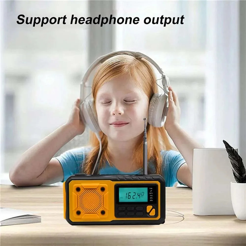 4000mAh Emergency Solar Radio with Hand Crank β AM/FM Weather Radio, LED Reading Light & Phone Charger