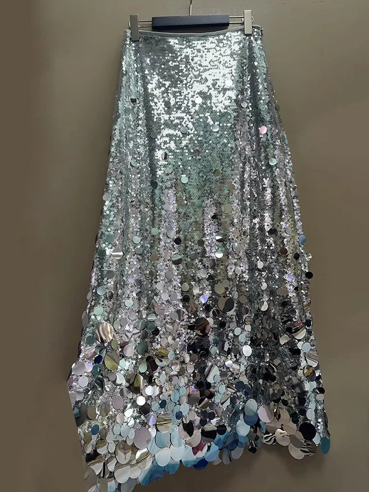 Paula Sequin Maxi Skirt – Fitted
