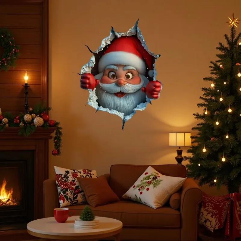 3D Santa Claus Sticker for the Holidays Wall Decoration
