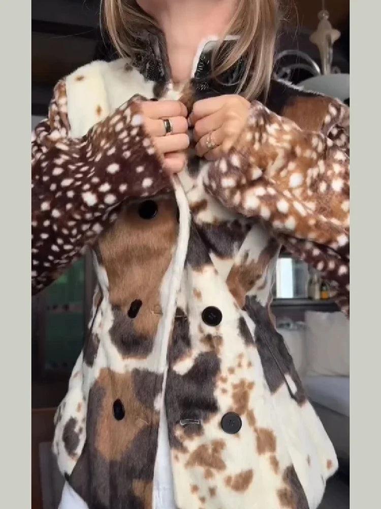 Ferryhill Faux Fur Patch Print Jacket