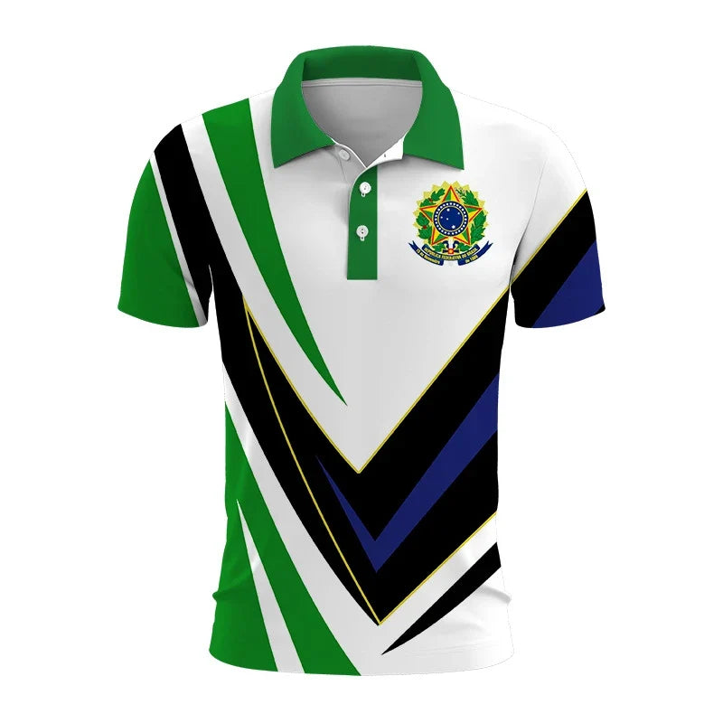 Brazil Emblem 3D Polo Shirt: Casual Elegance with Modern Identity