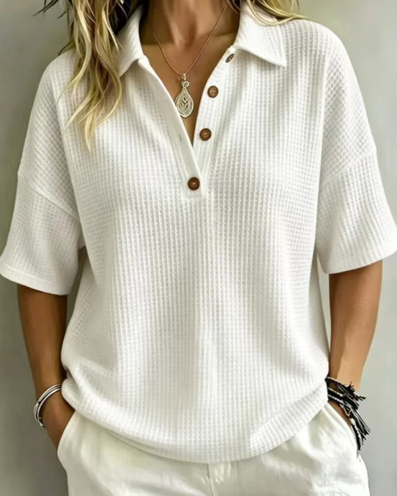 Maddison Relaxed Waffle Polo Top