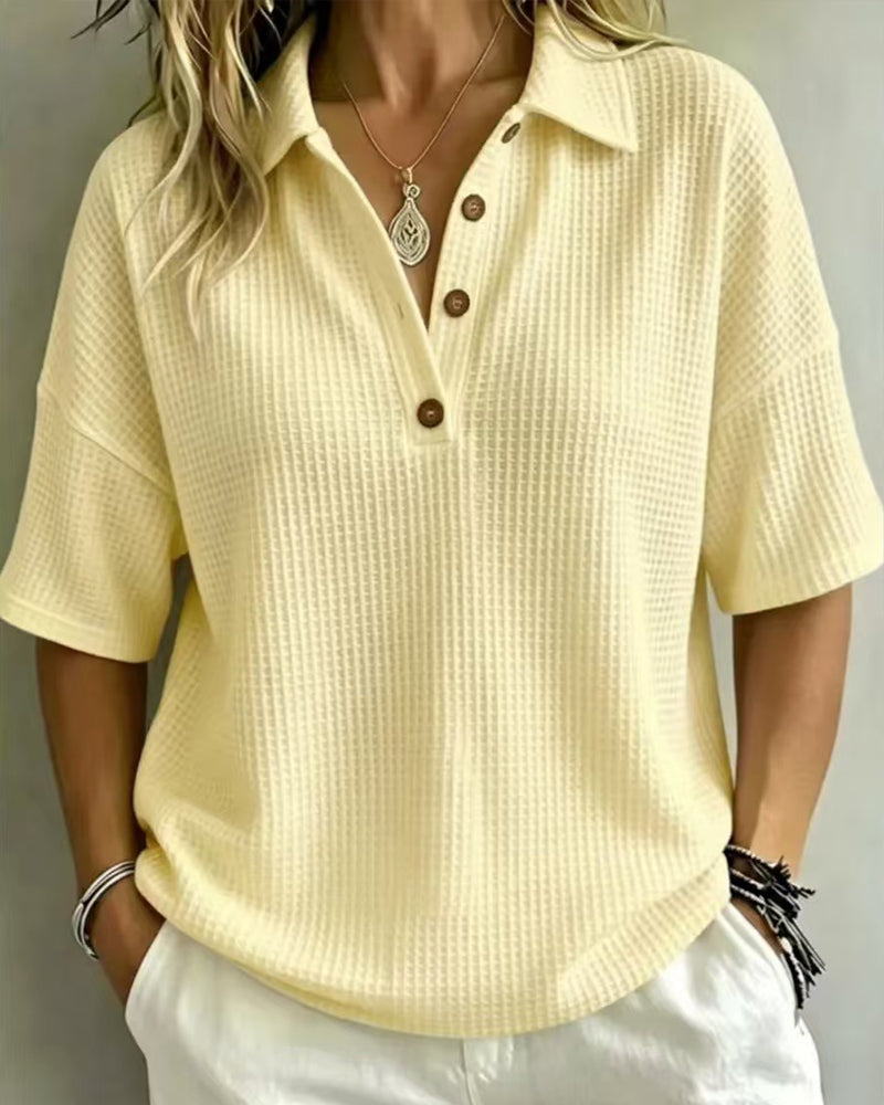 Maddison Relaxed Waffle Polo Top