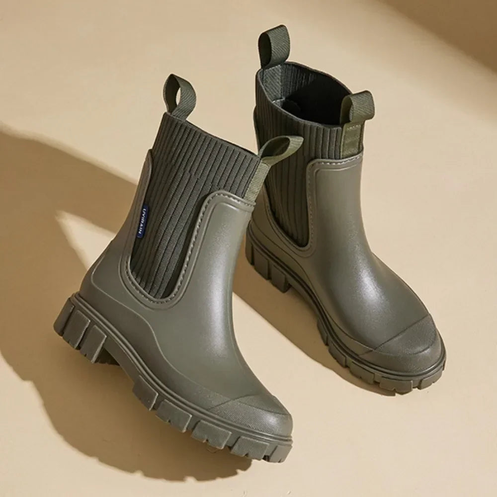 Waterproof Women's Chelsea Rain Boots with Comfort Sole