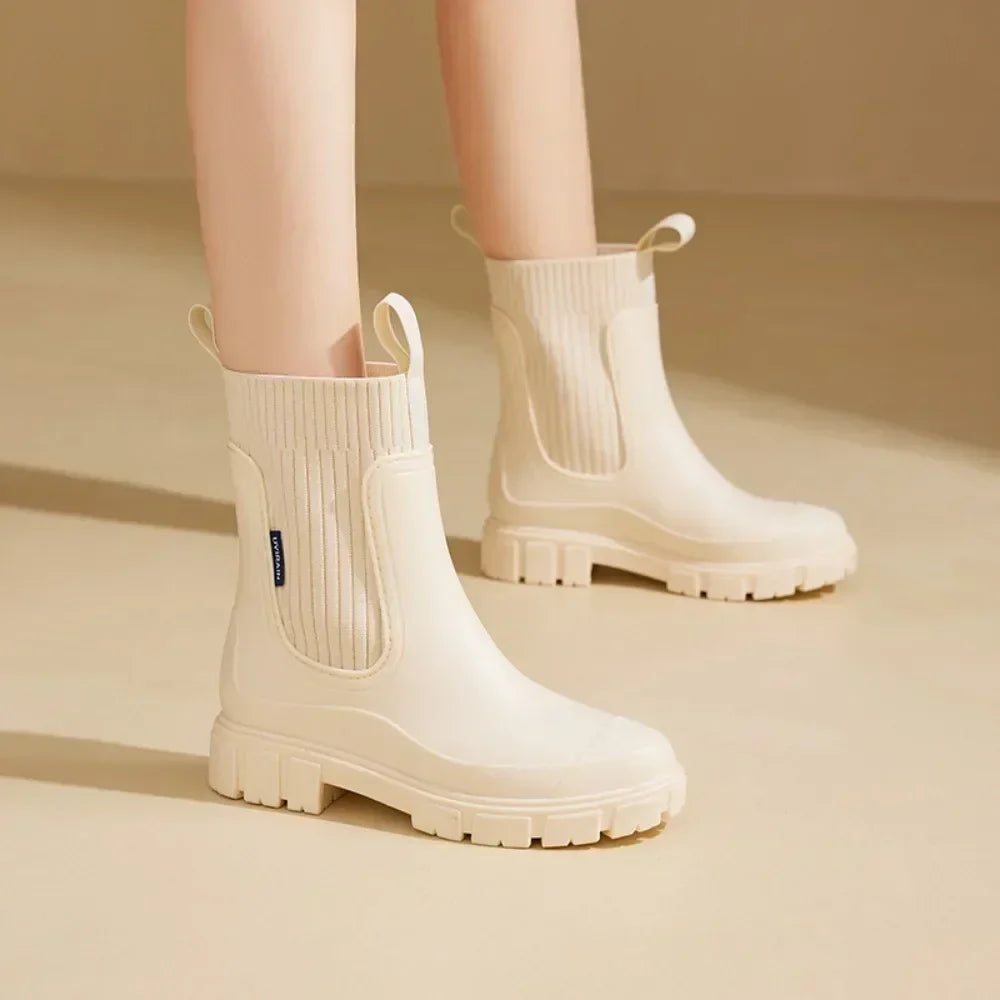 Waterproof Women's Chelsea Rain Boots with Comfort Sole