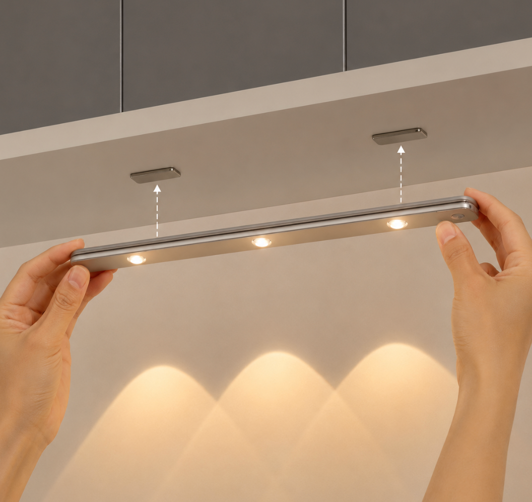 LED Under-Cabinet Light for Kitchen with Motion Sensor – Cordless, Rechargeable Battery & Dimmable