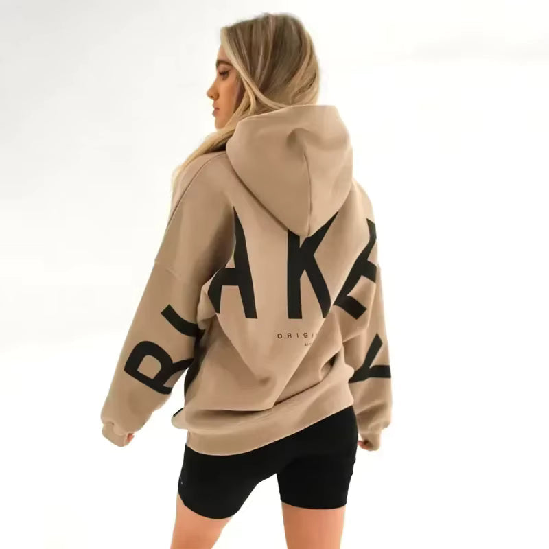 Women's Oversized Hoodie – Back Print, Long Sleeve