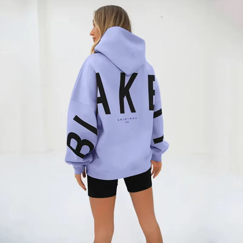 Women's Oversized Hoodie – Back Print, Long Sleeve