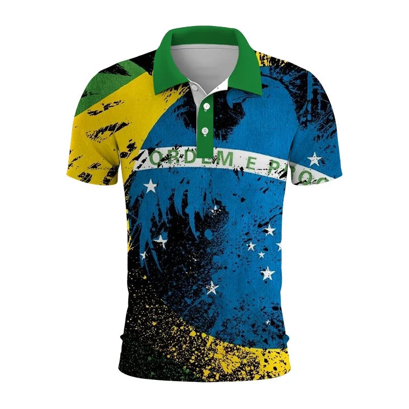 Brazil Emblem 3D Polo Shirt: Casual Elegance with Modern Identity