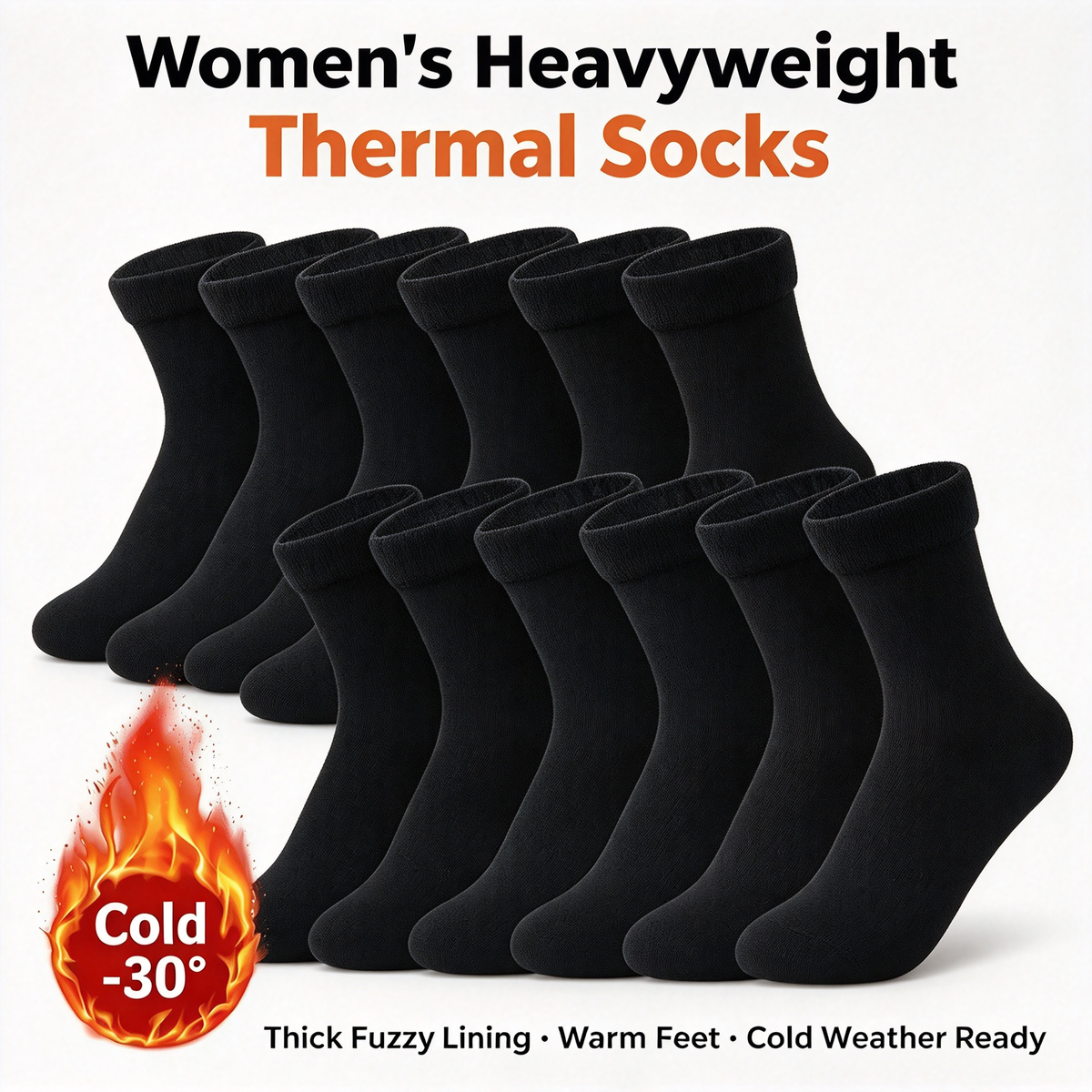 Women's Heavyweight Fuzzy Closed Fast-Heating Underwear Socks