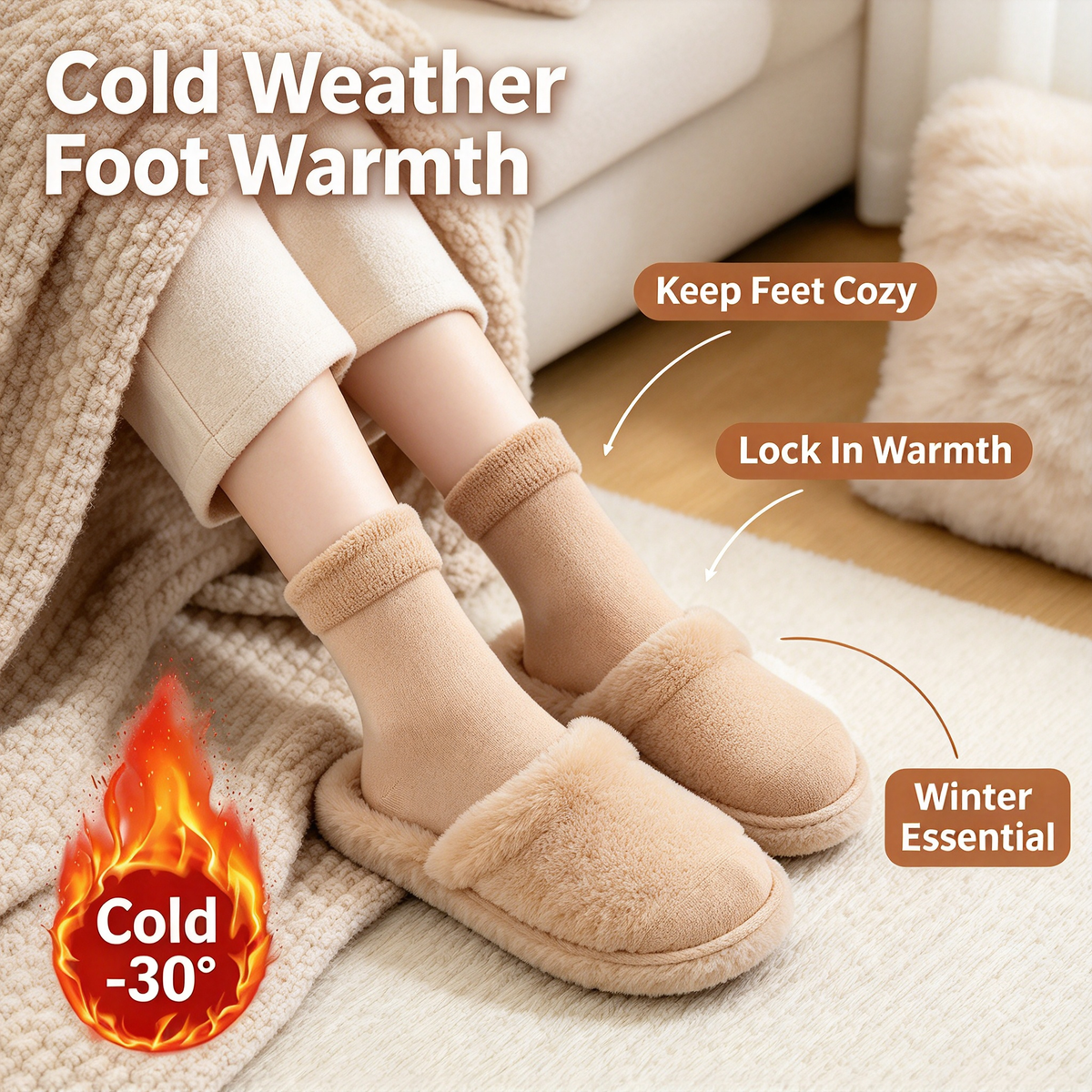 Women's Heavyweight Fuzzy Closed Fast-Heating Underwear Socks