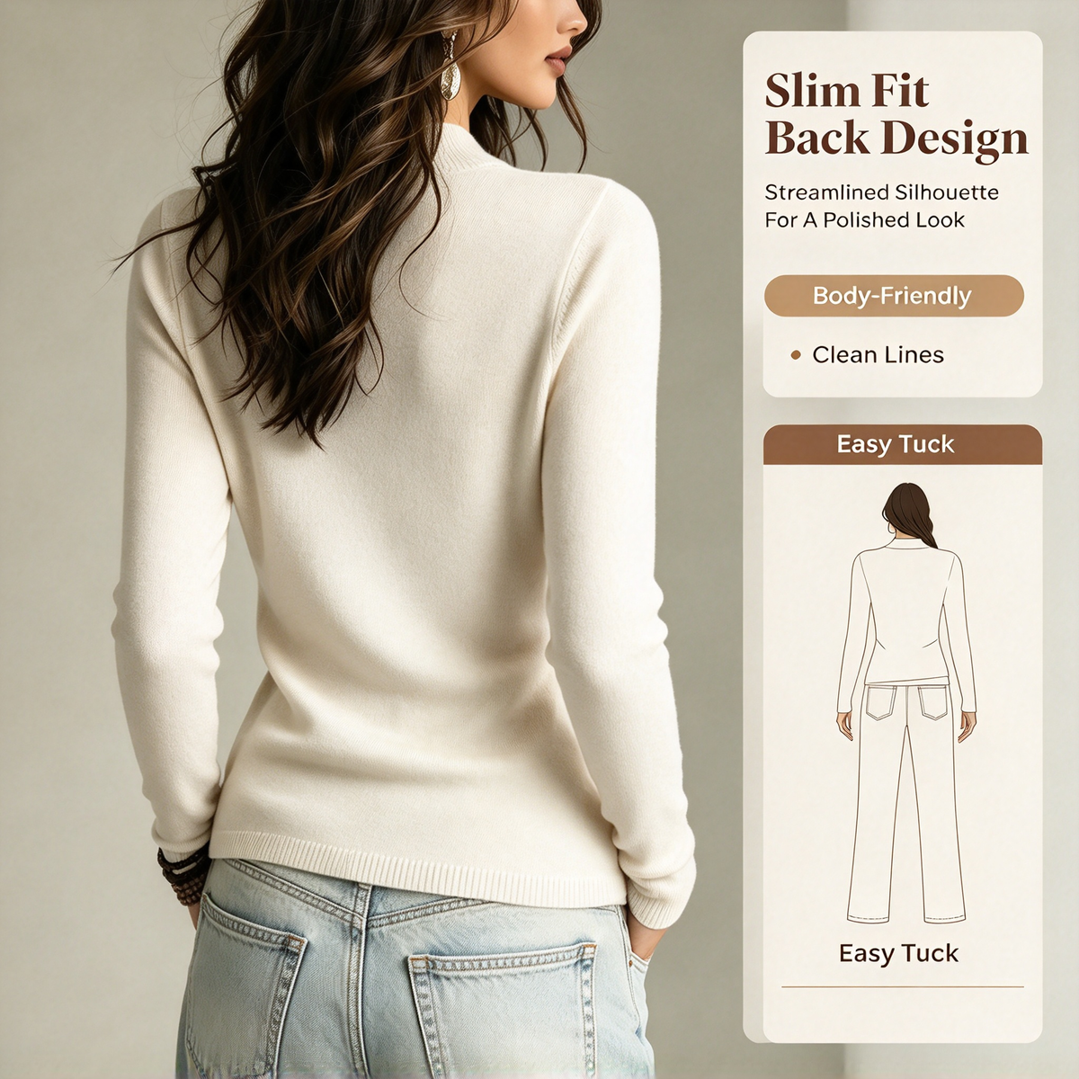 Early Autumn Fake Neck Cross Wrap Sweater for Women