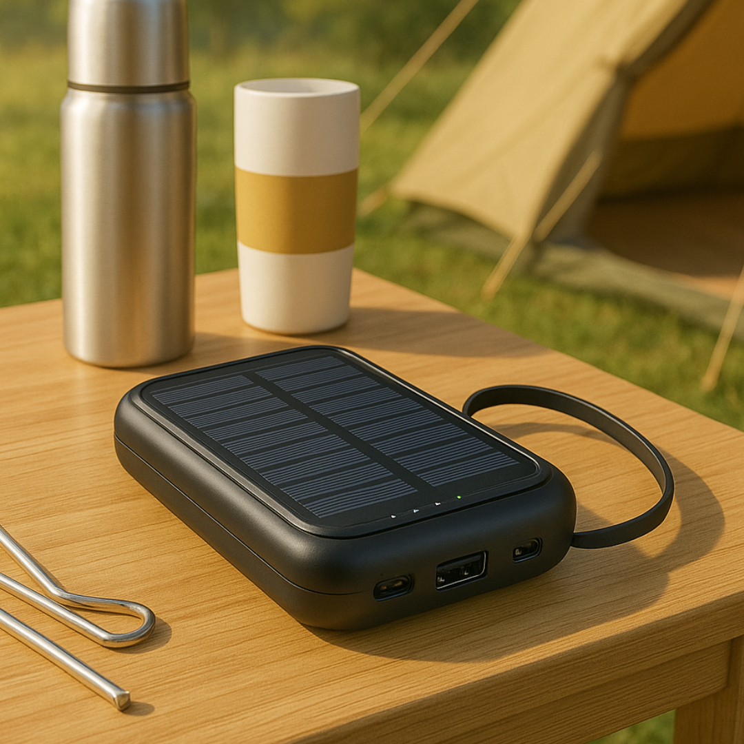 Solar Power Bank 10000 mAh with LED & Cables – SunCharge Ultra-Electronics & Accessories > Powerbanks > Solar- Powerbanks-NordSpur-Black-NordSpur