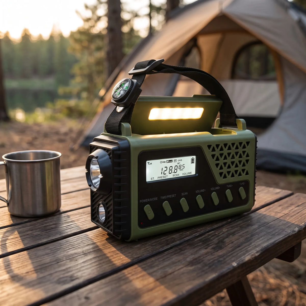 Solar Powered Radio Flashlight Phone Charger