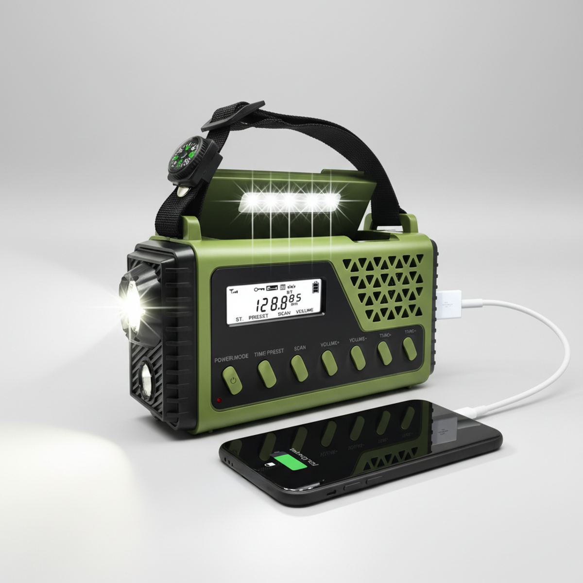 Solar Powered Radio Flashlight Phone Charger