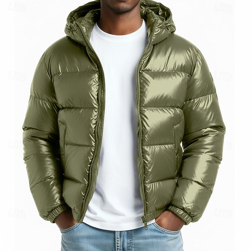Men's Quilted Jacket with Hood | Warm & Windproof