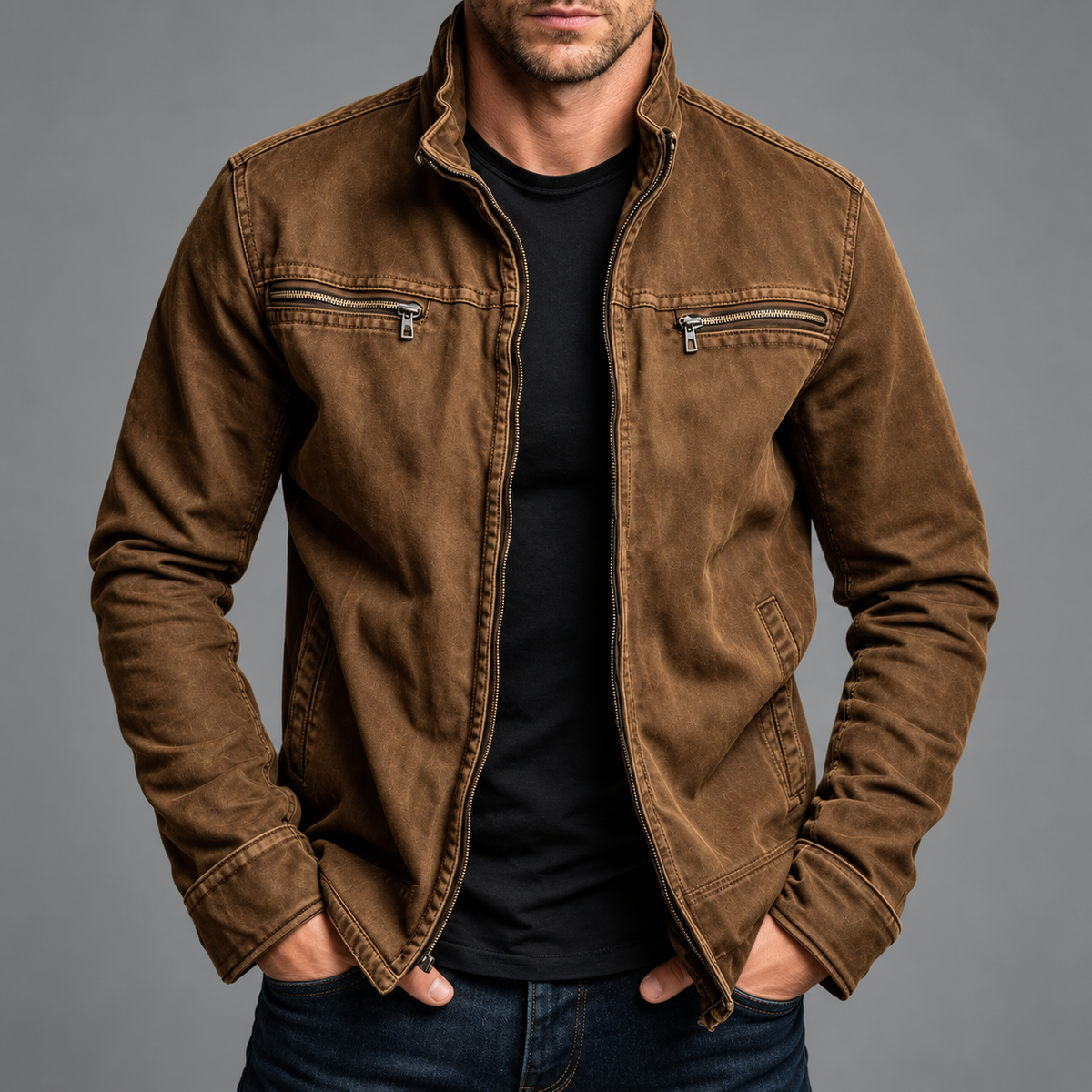 Marion Cotton Zip Jacket - Vintage Washed