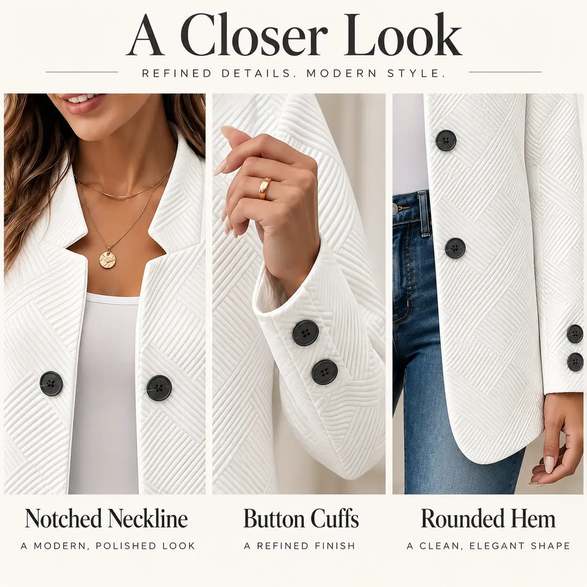 Women's Long Sleeve Blazer Casual Jacket With Pocket