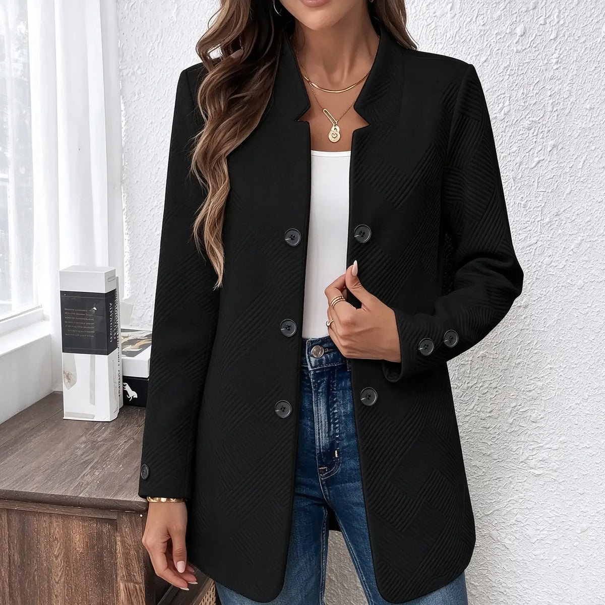 Women's Long Sleeve Blazer Casual Jacket With Pocket