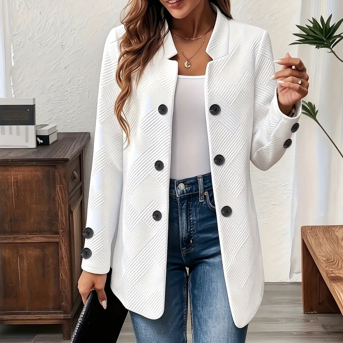 Women's Long Sleeve Blazer Casual Jacket With Pocket