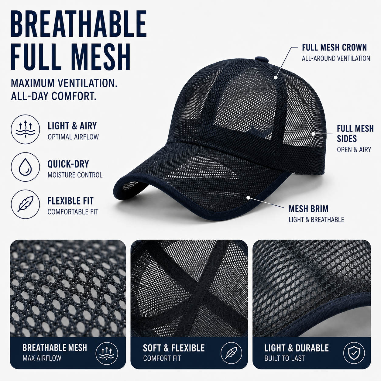 Nordspur | Brezzon Full Mesh Breathable Baseball Cap