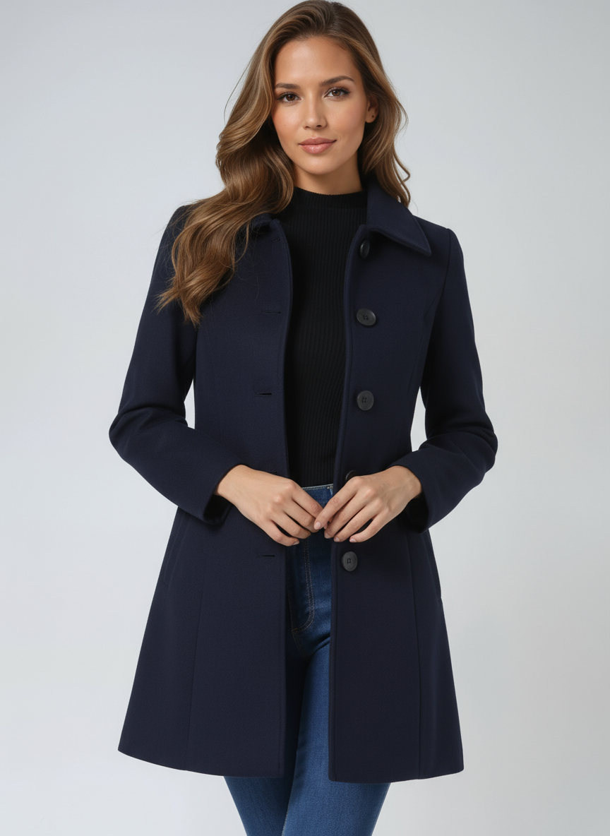 Timeless Fitted Wool Coat with Wide Collar