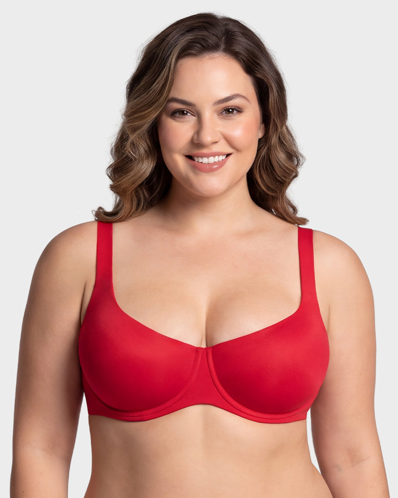 Underwire Support Seamless Unlined Balconette Bra